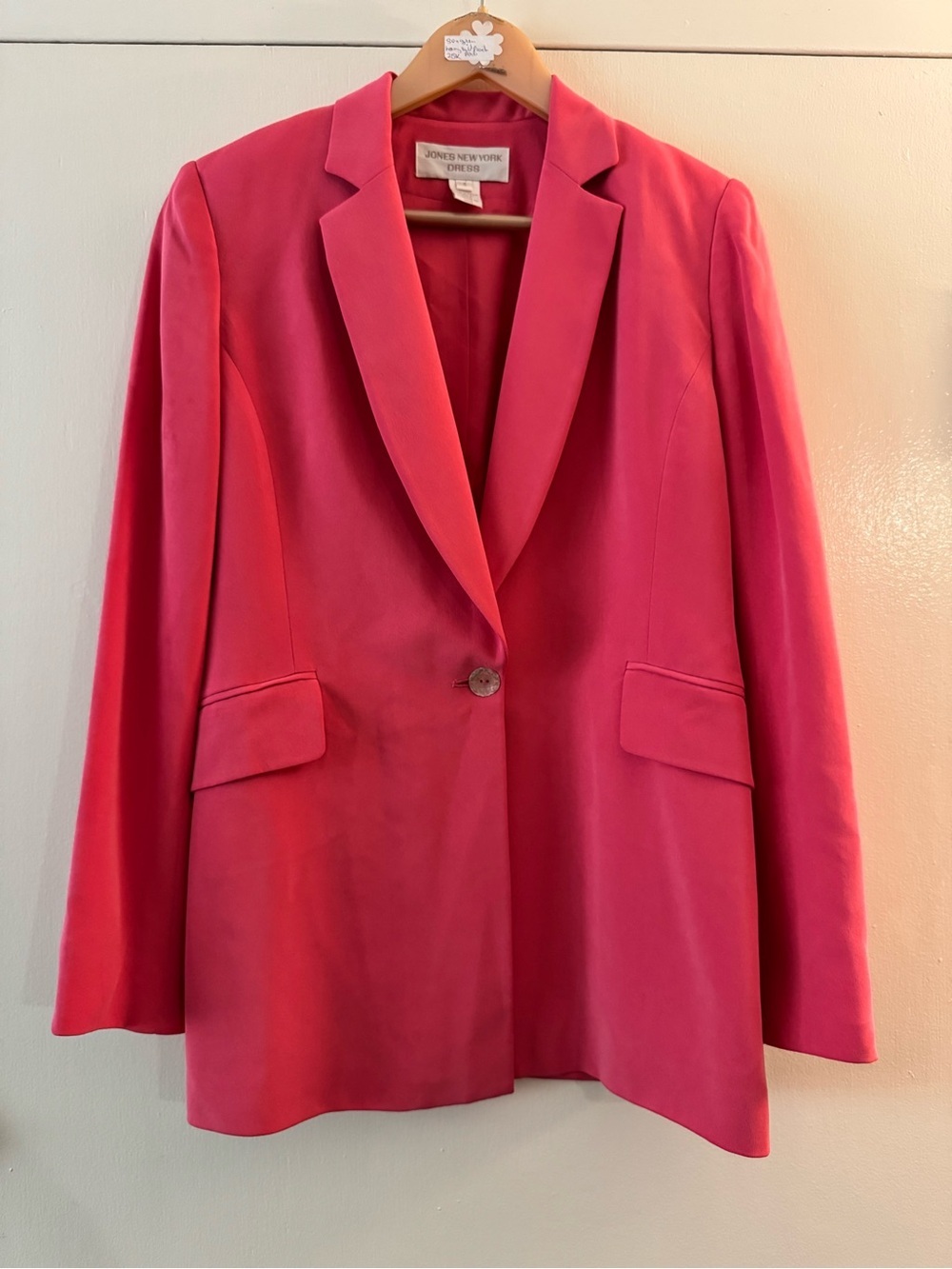 Jones New York Vintage Silk Pink Single Seashell Button Blazer 4
